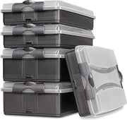 Set di contenitori per conservazione con coperchio, 5 pezzi, contenitori per conservazione a scaffalatura, contenitore per conservazione per frigorifero, 3 x piano, 2 x alto