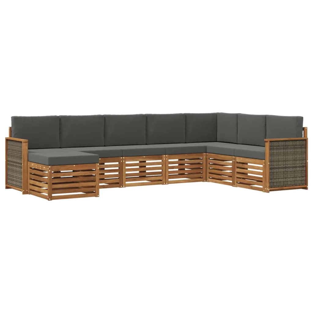Set di divani da esterno con cuscino 6 pcs Naturale e Antracite