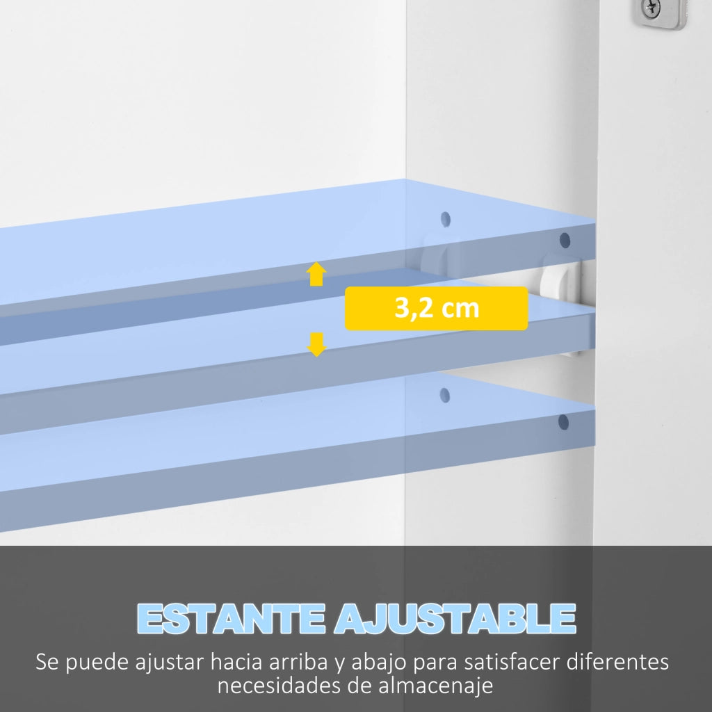 Armadietto Bagno con Specchio Luci LED e Ripiani Regolabili ¨C zephmum ¨C Bianco 90x15x75 cm