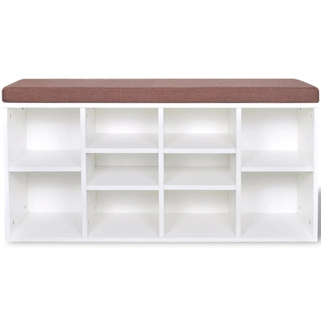 Panca portascarpe bianca con 10 scomparti 103 x 30 x 48 cm 02_0021239