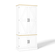 Credenza alta con 2 cassetti; ripiani regolabili e luce sensore - per cucina - in MDF - bianco