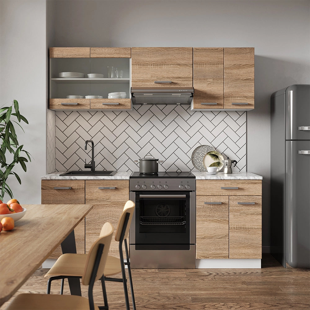 Vicco Cucina componibile Sonoma/Bianco 200 cm senza piano di lavoro