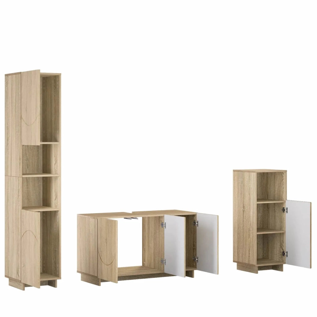 Set mobili da bagno 3 pz Rovere Sonoma Legno ingegnerizzato 3433057