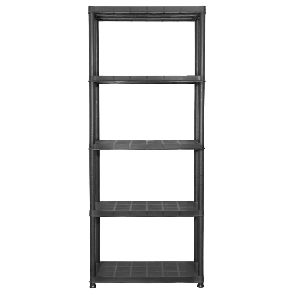 Scaffale portaoggetti nero a 5 ripiani 71 x 38 x 170 cm plastica 02_0000652