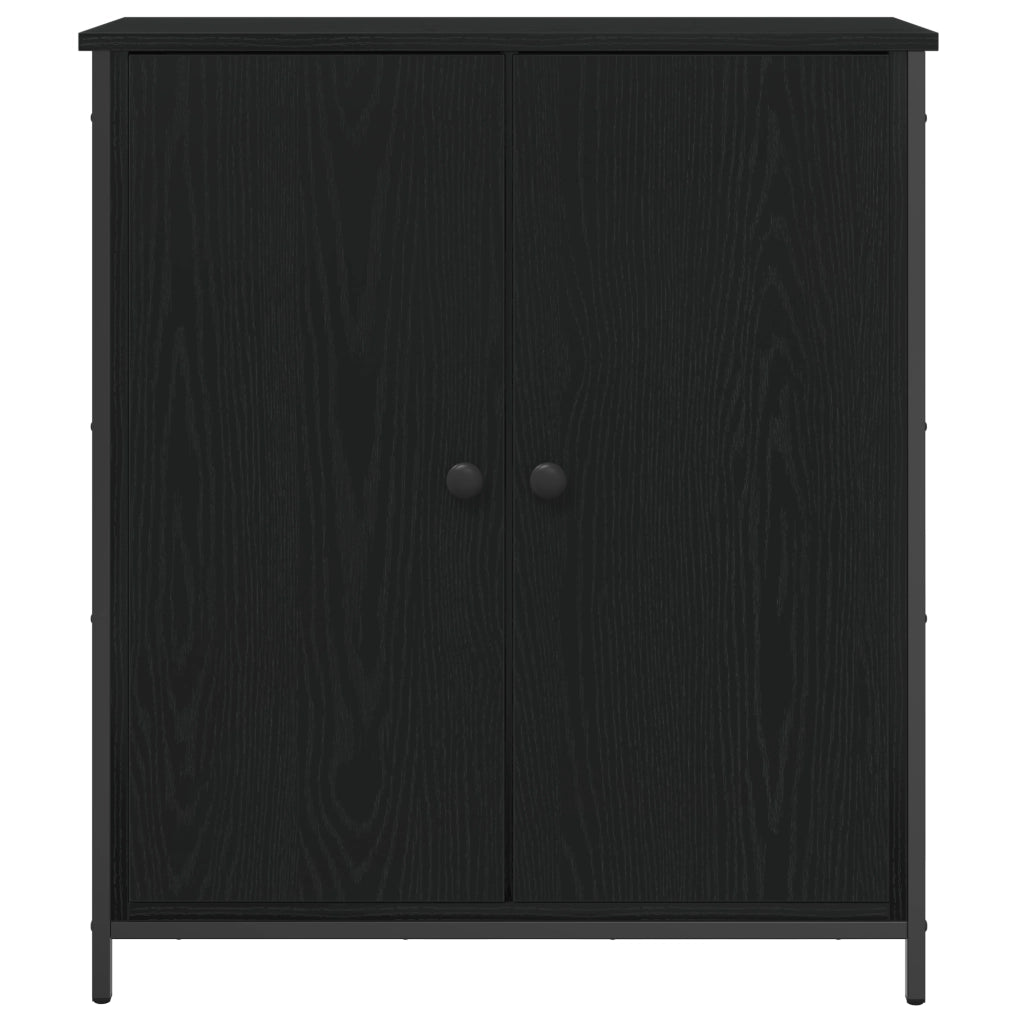 Mobile da buffet rovere nero 70x30x80 cm legno ingegnerizzato e acciaio