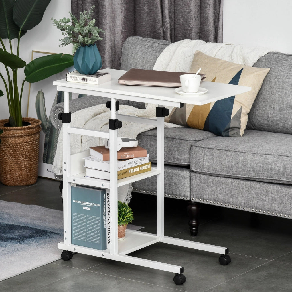 Tavolino da caff¨¨ con ruote ¨C zephmum ¨C bianco 80x40 cm