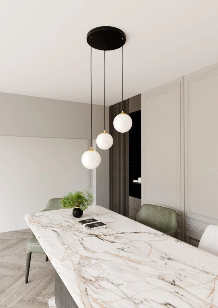 Lampadario Emibig Royal 3 luci E14 vetro bianco oro