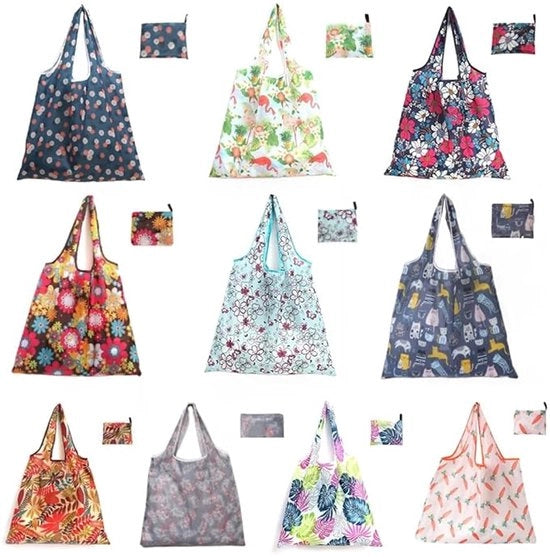 Borsa per il cibo - 10 pezzi - Ripiegabile - Impermeabile - Resistente ai graffi - Maniglia doppia - Piccolo contenitore per telefono - Borsa del carrello