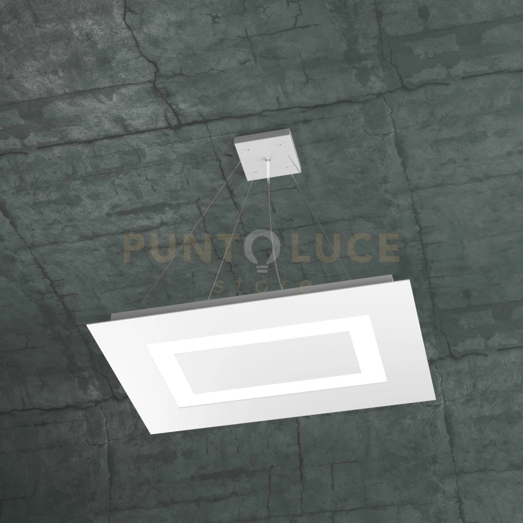 CARPET SOSPENSIONE RETTANGOLARE PICCOLA 4+1 LUCI BIEMISSIONE BIANCO 1137-SRP+1-BI