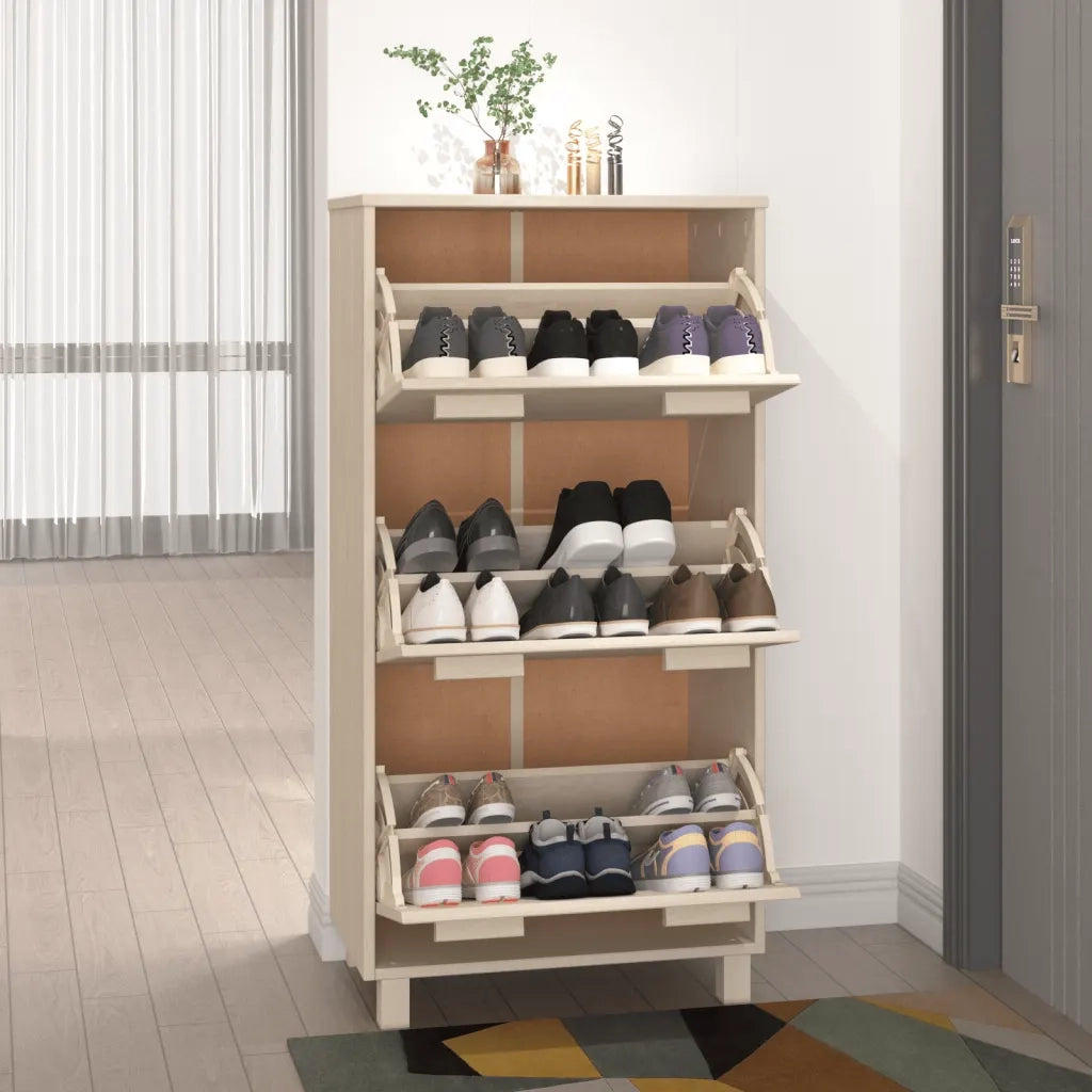 Scarpiera | Mobile per scarpe HAMAR ambra 59,5x35x117 cm in Legno Massello di Pino