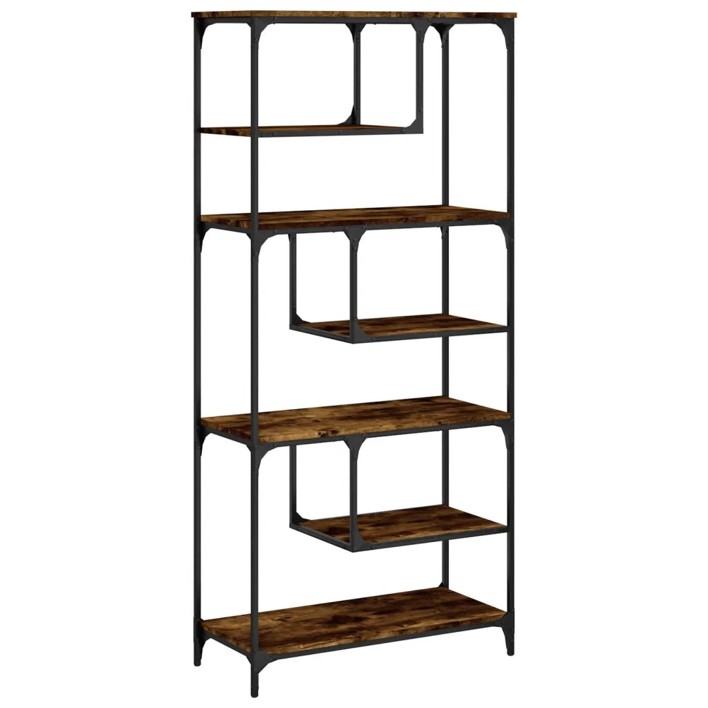 Libreria-Scaffale per Libri-Mobile di Stoccaggio Rovere Fumo 81x36x176 cm in Legno Multistrato