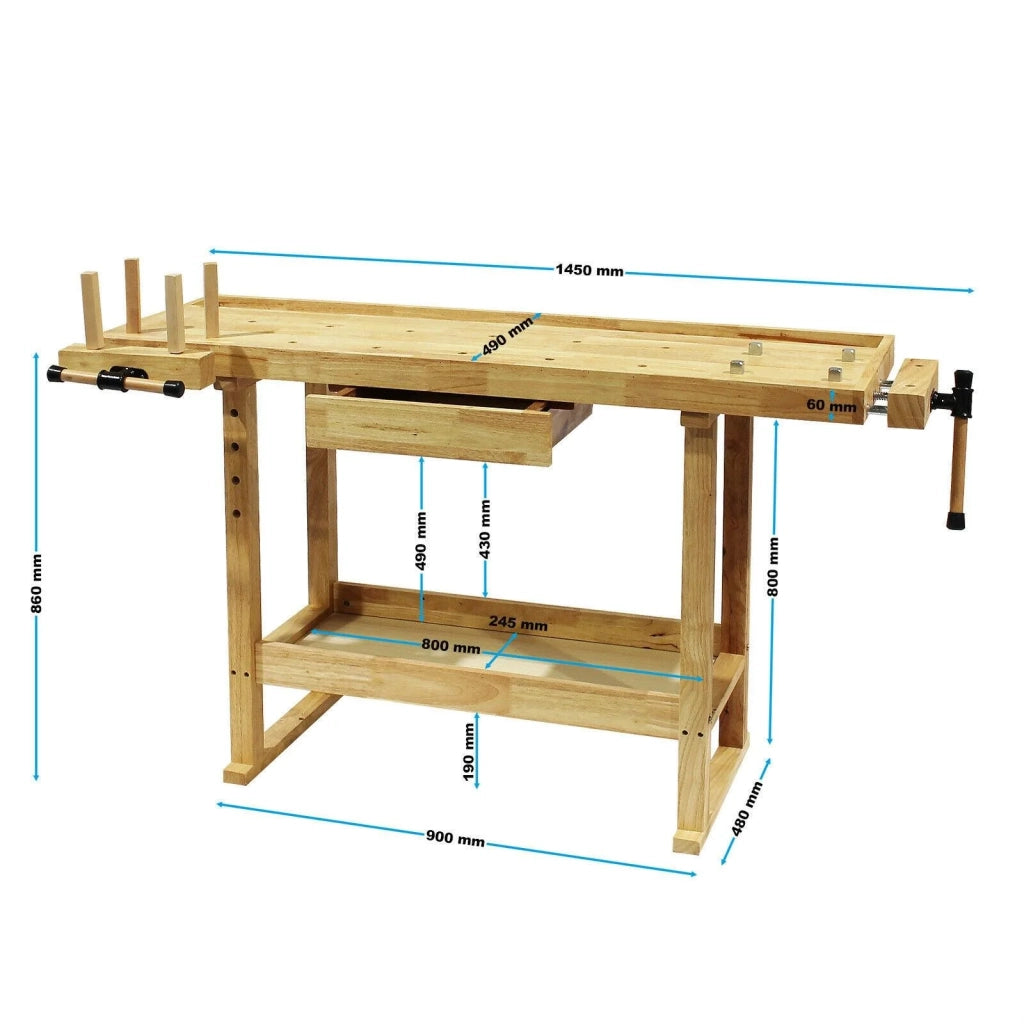 Banco da lavoro banco da piallatura attrezzatura da officina utensili 145 x 86 cm legno 16_0000513