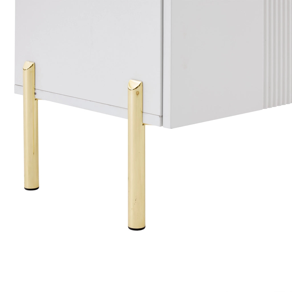 Madia con 4 Ante e 4 Ripiani Regolabili; Stile Minimalista; in Pannelli di Particelle; 160×35×100 cm; Bianco