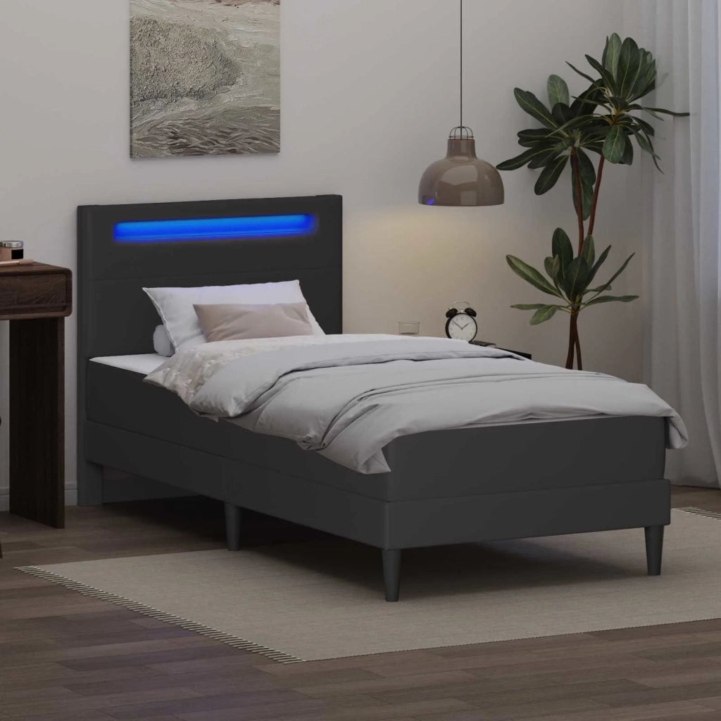 Struttura del letto con testiera-Giroletto Grigio 90 x 190 cm Similpelle 587920