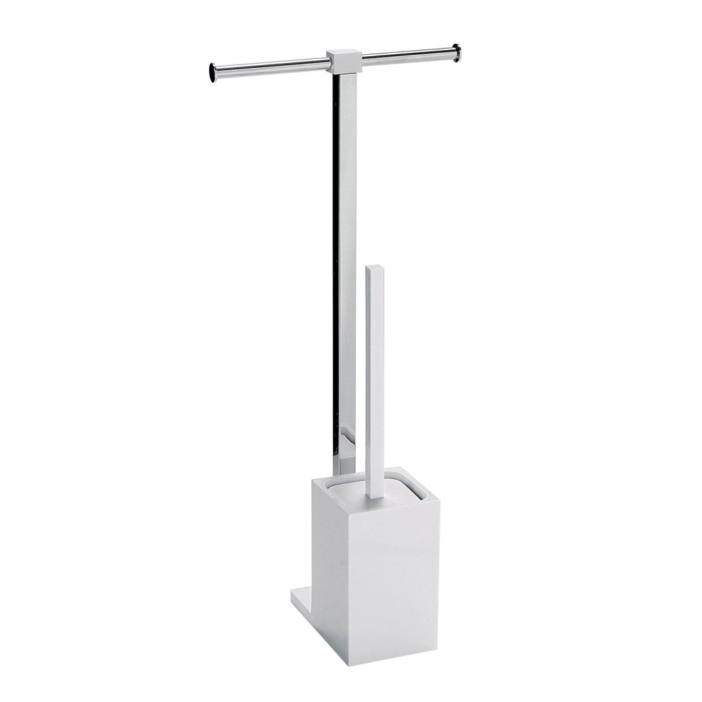 Colonnina portarotolo e scopino WC acciaio inox e resine termoplastiche serie Rainbow Gedy RA32 Bianco