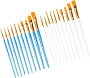20 pennelli acrilici, pennelli aquarelli, pennelli per bambini, set di pennelli, attrezzo per pittura, trucco, vernice artistica, olio giallo (blu, bianco)