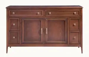 Credenza con 2 ante E 6 cassetti in legno massiccio noce Bassano