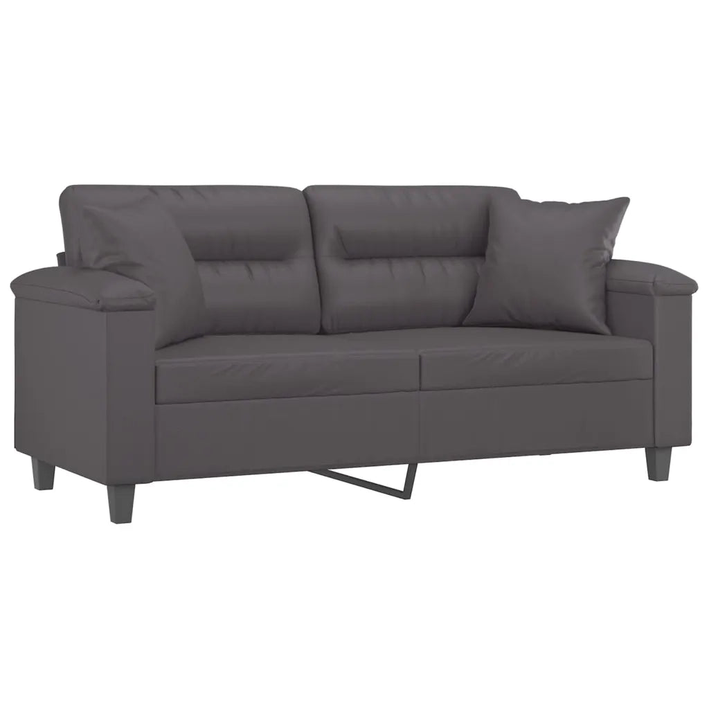 Divano a 2 Posti con Cuscini Grigio 140 cm in Similpelle 3200990
