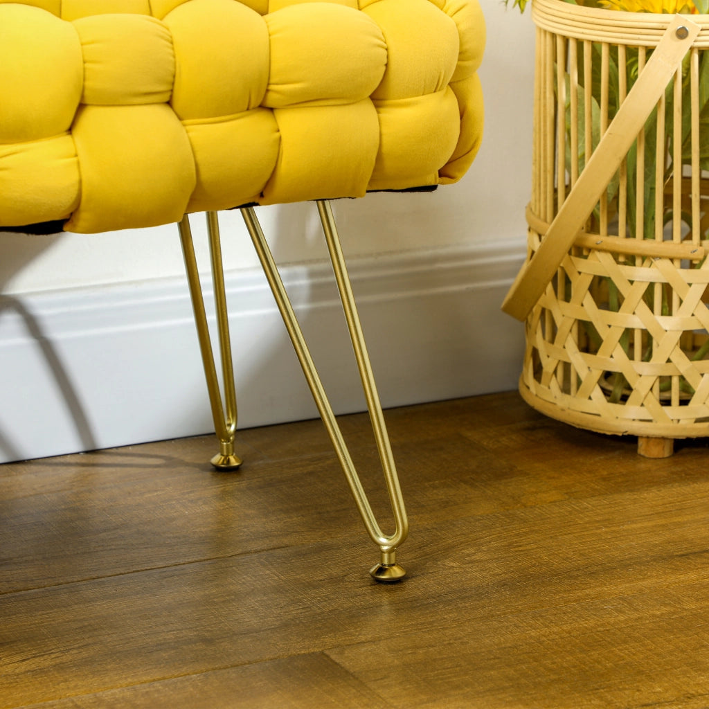 Pouf Piede Letto Imbottito Velluto Giallo ¨C zephmum ¨C Con Seduta