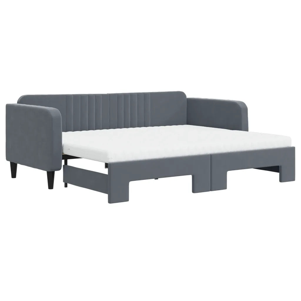 Divano Letto Estraibile Materassi Grigio Scuro 90x200cm Velluto 3197088