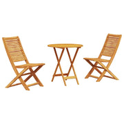 Set Bistro Pieghevole 3 pz | Set Salotto da Giardino Marrone Legno di Acacia Massello