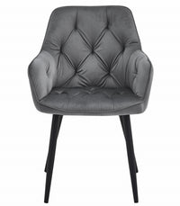 Sedia da pranzo Valora LUKK - Velluto grigio scuro con gambe nere x 1