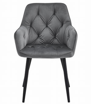 Sedia da pranzo Valora LUKK - Velluto grigio scuro con gambe nere x 1