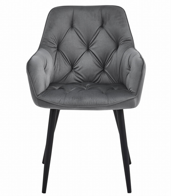 Sedia da pranzo Valora LUKK - Velluto grigio scuro con gambe nere x 1
