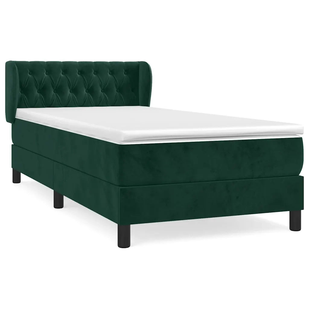 Giroletto a Molle con Materasso Verde Scuro 90x200 cm Velluto 3127652