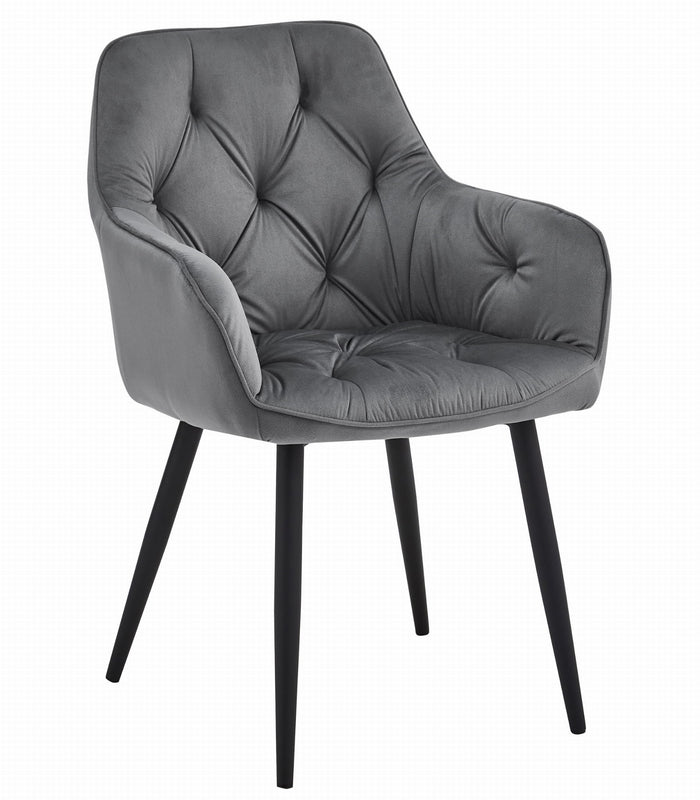 Sedia da pranzo Valora LUKK - Velluto grigio scuro con gambe nere x 1