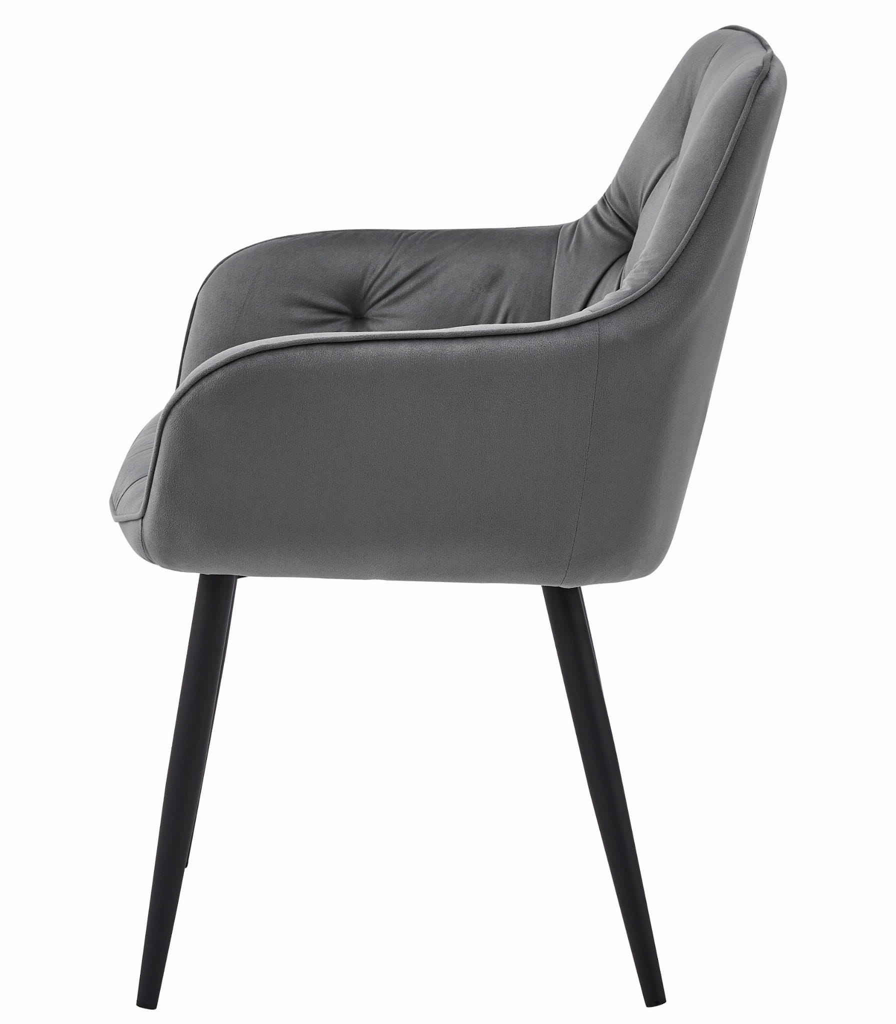 Sedia da pranzo Valora LUKK - Velluto grigio scuro con gambe nere x 1