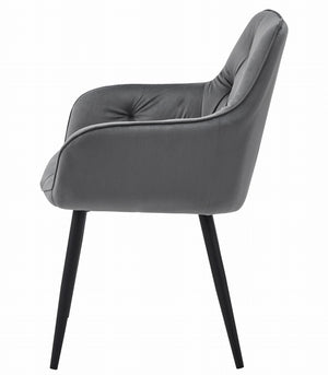 Sedia da pranzo Valora LUKK - Velluto grigio scuro con gambe nere x 1
