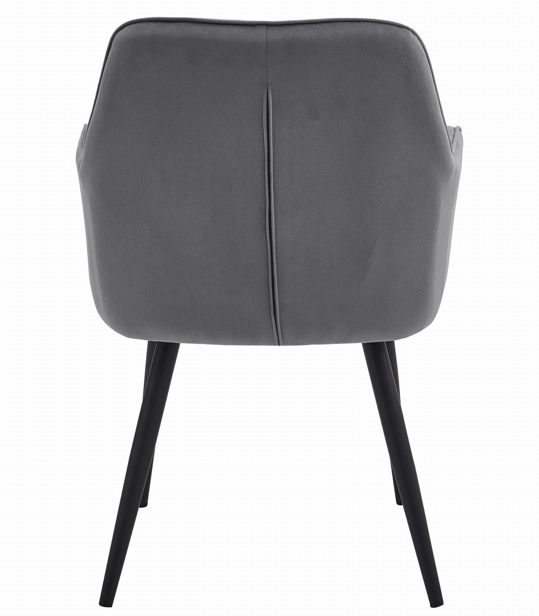 Sedia da pranzo Valora LUKK - Velluto grigio scuro con gambe nere x 1