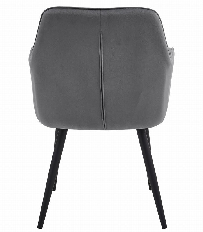 Sedia da pranzo Valora LUKK - Velluto grigio scuro con gambe nere x 1