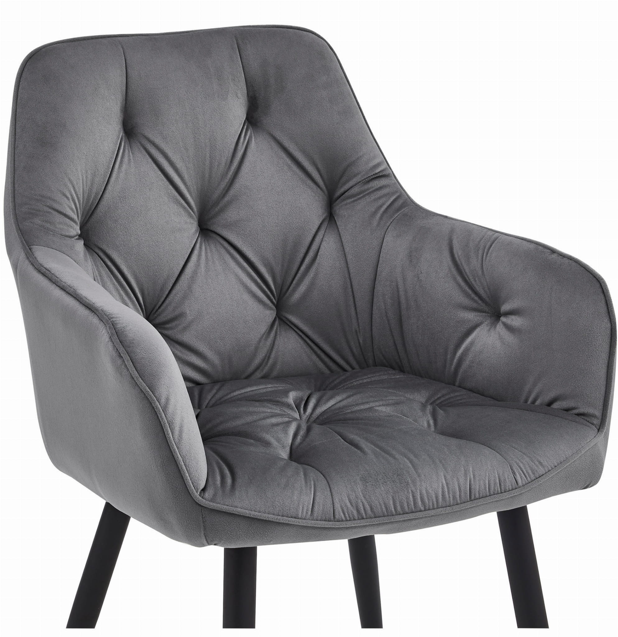 Sedia da pranzo Valora LUKK - Velluto grigio scuro con gambe nere x 1