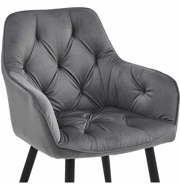 Sedia da pranzo Valora LUKK - Velluto grigio scuro con gambe nere x 1