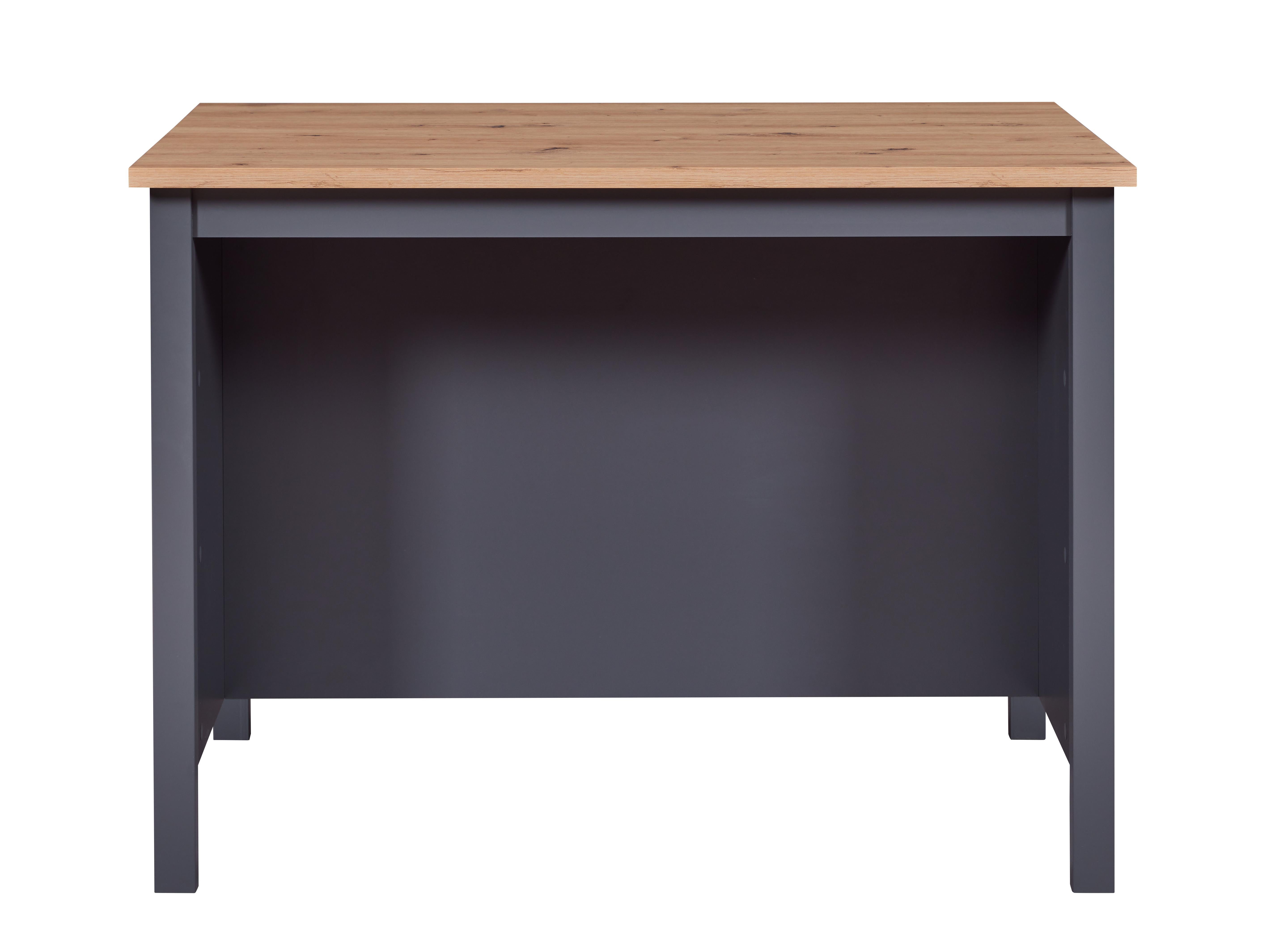 ISOLA NELLINA PER CUCINA 2 RIPIANI E VANO SGABELLI 124x75x91,5CM LAMINATO GRIGIO E QUERCIA ARTISAN