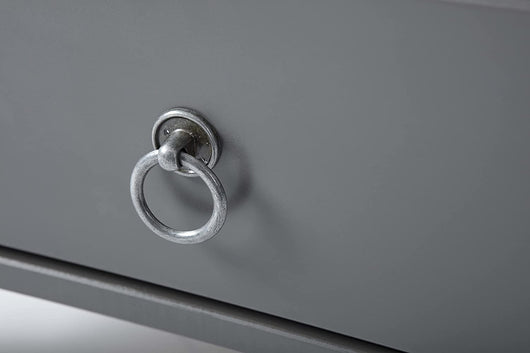 TAVOLINO PROVENCE 75x75x45H PINO MASSELLO VERNICIATO AD ACQUA GRIGIO E TOP VETRO TEMPERATO