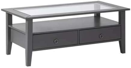 TAVOLINO PROVENCE 7 115x60x45H PINO MASSELLO VERNICIATO AD ACQUA GRIGIO E TOP IN VETRO TEMPERATO