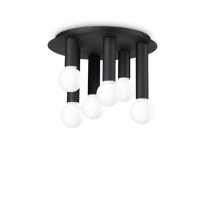 Plafoniera Contemporanea Petit Metallo Nero 6 Luci E27 42W Ip20