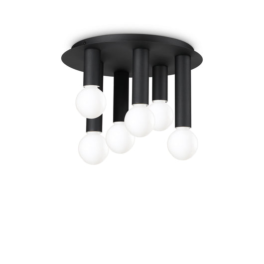 Plafoniera Contemporanea Petit Metallo Nero 6 Luci E27 42W Ip20
