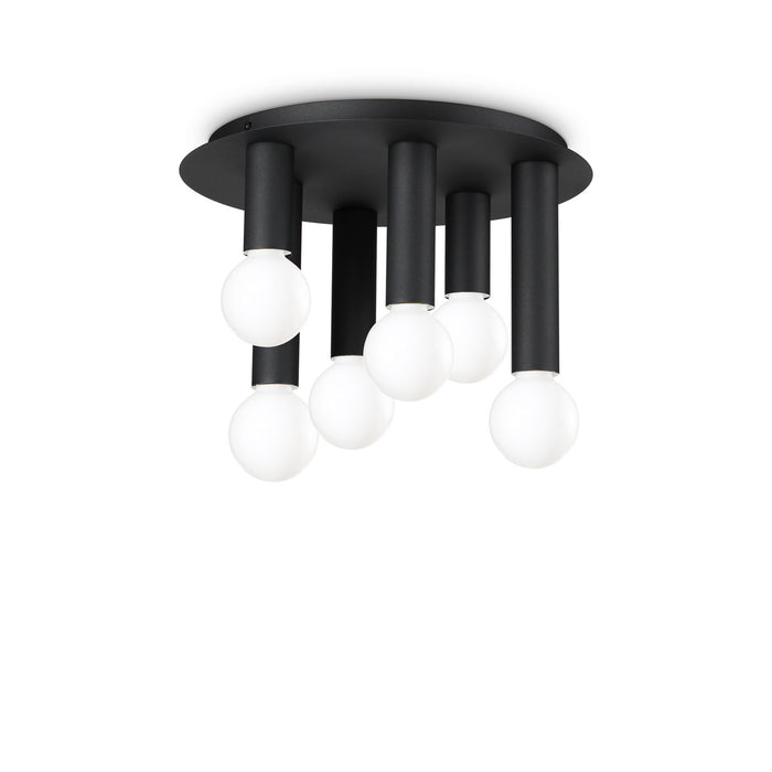 Plafoniera Contemporanea Petit Metallo Nero 6 Luci E27 42W Ip20