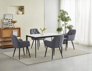 Sedia da pranzo Valora LUKK - Velluto grigio scuro con gambe nere x 1