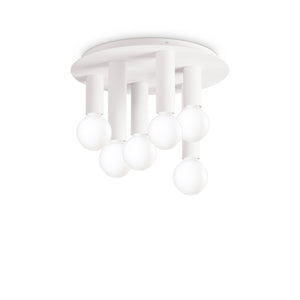 Plafoniera Contemporanea Petit Metallo Bianco 6 Luci E27 42W Ip20