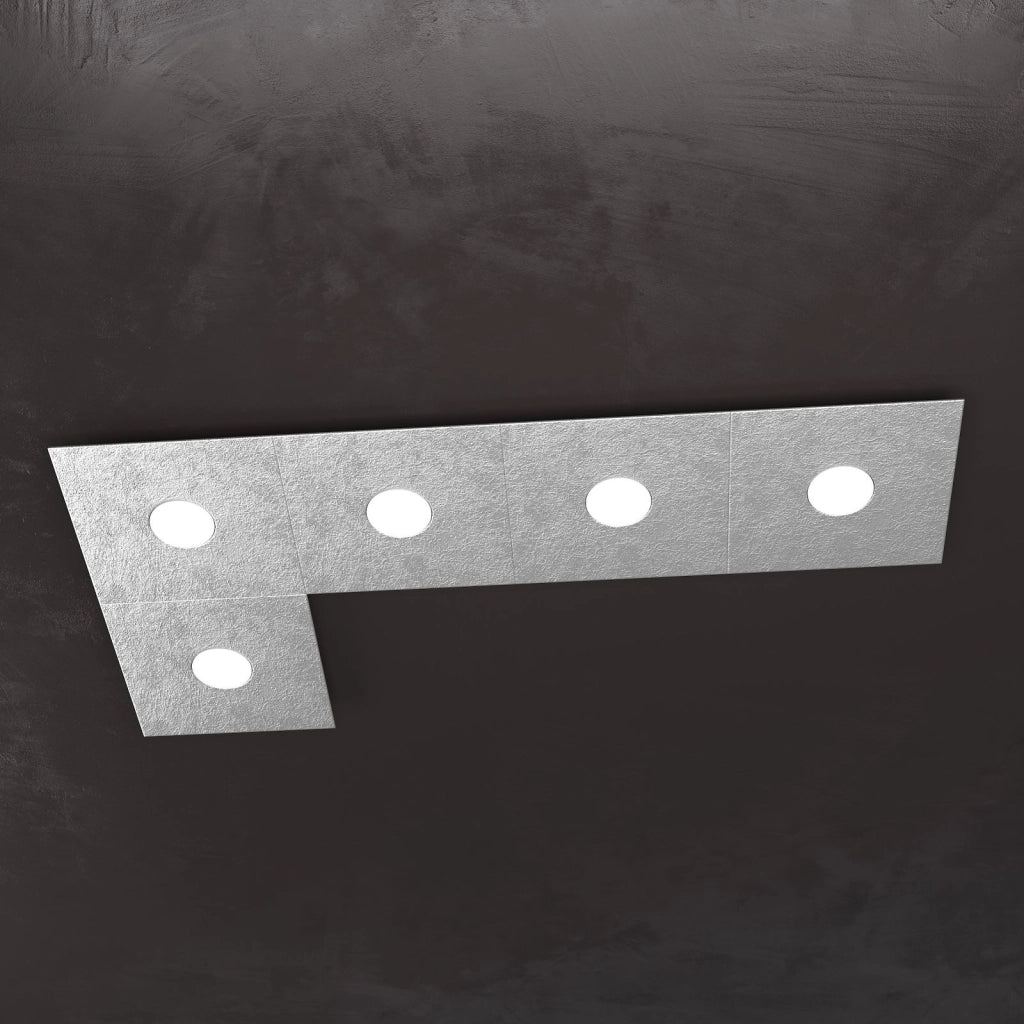 ECCENTRIC APPLIQUE-PLAFONIERA 5 LUCI FOGLIA ARGENTO 1156-5L-FA