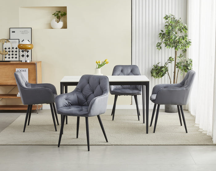 Sedia da pranzo Valora LUKK - Velluto grigio scuro con gambe nere x 1