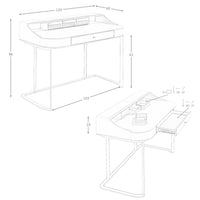 Scrivania da trucco in similpelle, noce e acciaio grigio