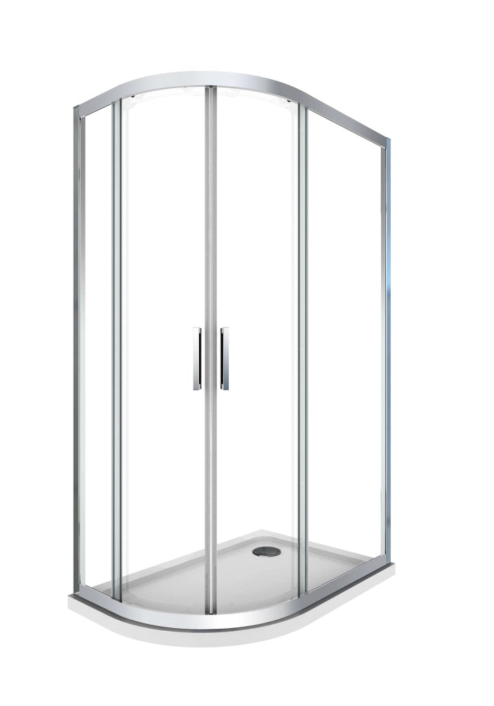 Box e Piatto Doccia Semicircolare 80x120 cm 2 Ante Scorrevoli in Cristallo 6mm H190 Sailor Plus Destra