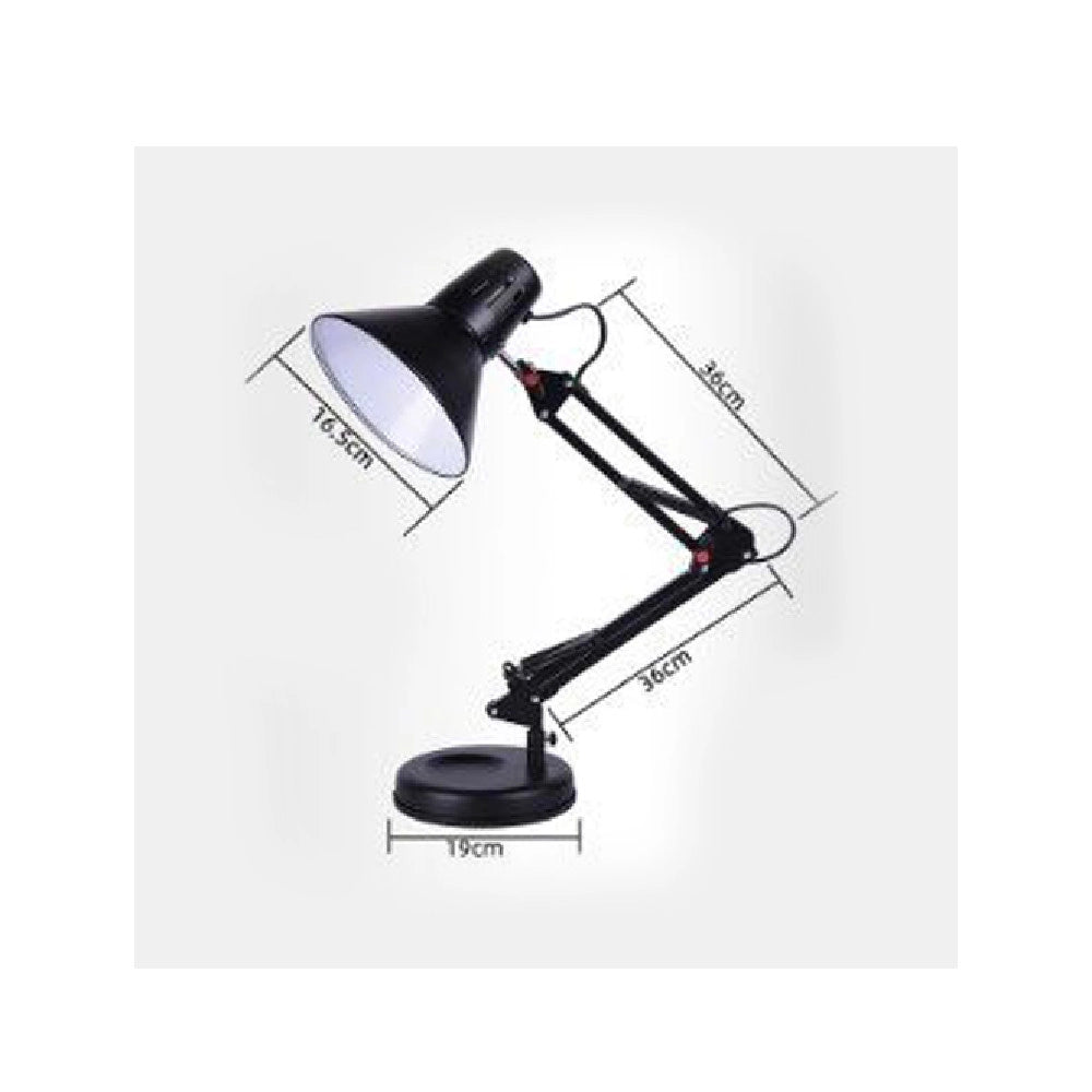 Trade Shop - Lampada Da Scrivania Con Braccio Snodabile Attacco E27 Luce Tavolo Per Ufficio - Nero