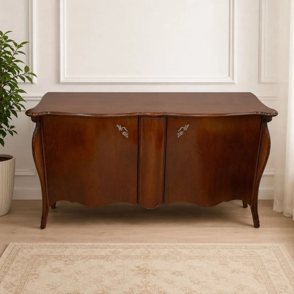 Credenza sagomata 2 porte 1 cassetto estraibile legno grezzo 165x52x88 (2112) - Mobili 2G